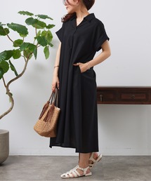 Chez toi | フレンチスリーブスキッパーワンピース(シャツワンピース)