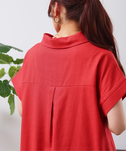 Chez toi(シェトワ)の「フレンチスリーブスキッパーワンピース(シャツワンピース・レディース・レッド/グリーン/ブラック・FREE)」の10枚目の写真