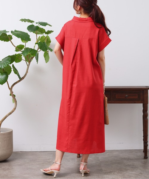 Chez toi(シェトワ)の「フレンチスリーブスキッパーワンピース(シャツワンピース・レディース・レッド/グリーン/ブラック・FREE)」の19枚目の写真