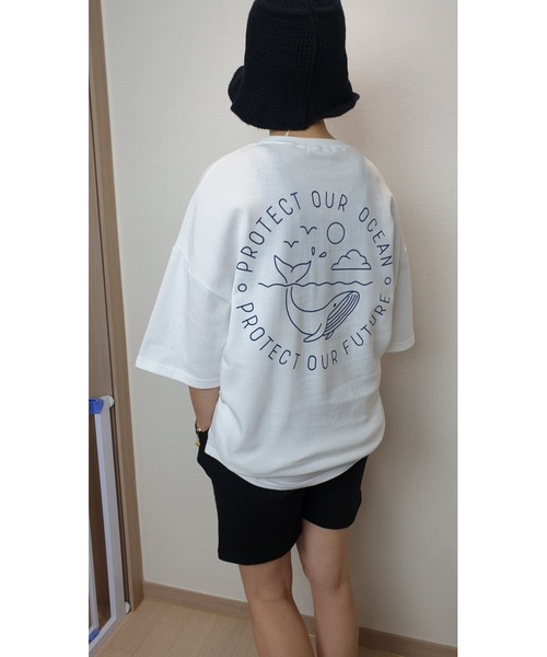 VIBGYOR(ヴィブジョー)の「WHALE PRINT T(ST)(Tシャツ/カットソー・メンズ・ホワイト/ブラック・FREE)」の1枚目の写真
