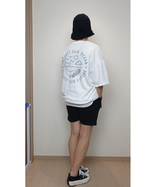 VIBGYOR(ヴィブジョー)の「WHALE PRINT T(ST)(Tシャツ/カットソー・メンズ・ホワイト/ブラック・FREE)」の9枚目の写真