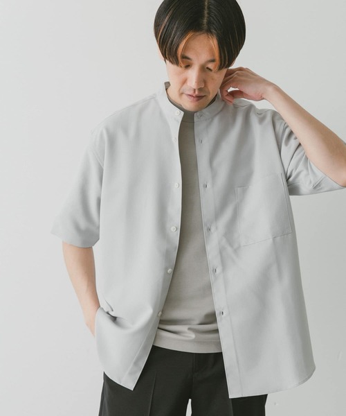 URBAN RESEARCH DOORS（アーバンリサーチドアーズ）の「『吸水速乾』セオアルファバンドカラーショートスリーブシャツ（シャツ/ブラウス・メンズ・グリーン/ネイビー/モカ/ライトグレー・LARGE/X-LARGE/MEDIUM）」の6枚目の写真