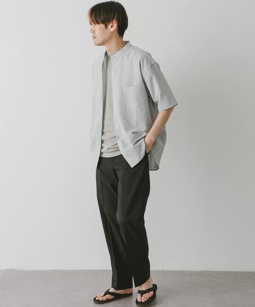 URBAN RESEARCH DOORS（アーバンリサーチドアーズ）の「『吸水速乾』セオアルファバンドカラーショートスリーブシャツ（シャツ/ブラウス・メンズ・グリーン/ネイビー/モカ/ライトグレー・LARGE/X-LARGE/MEDIUM）」の9枚目の写真