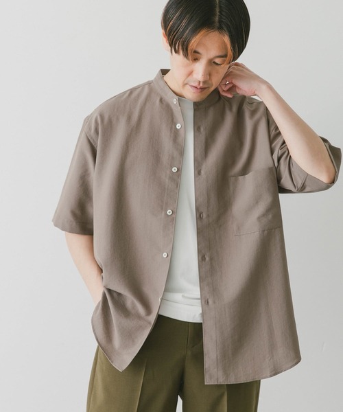 URBAN RESEARCH DOORS（アーバンリサーチドアーズ）の「『吸水速乾』セオアルファバンドカラーショートスリーブシャツ（シャツ/ブラウス・メンズ・グリーン/ネイビー/モカ/ライトグレー・LARGE/X-LARGE/MEDIUM）」の20枚目の写真