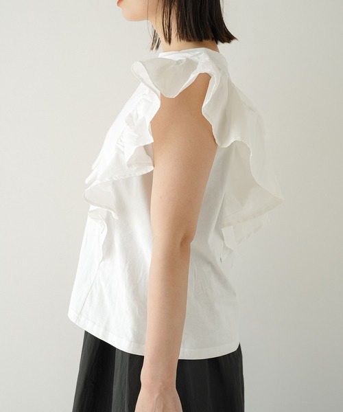 rectangle（レクタングル）の「前後2WAYフリルトップス/Tシャツ（Tシャツ/カットソー・レディース・ブラック/オフホワイト・FREE）」の11枚目の写真