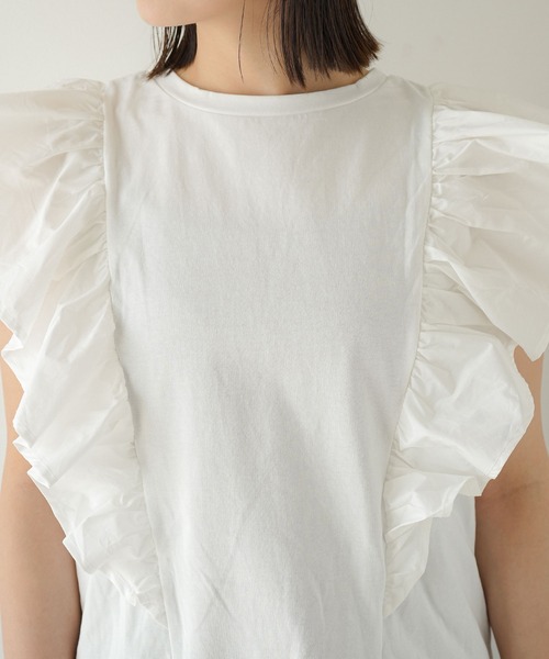 rectangle（レクタングル）の「前後2WAYフリルトップス/Tシャツ（Tシャツ/カットソー・レディース・ブラック/オフホワイト・FREE）」の12枚目の写真