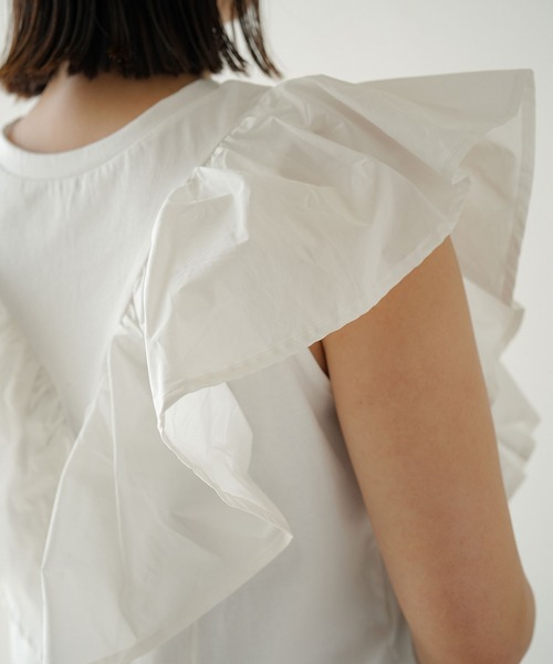 rectangle（レクタングル）の「前後2WAYフリルトップス/Tシャツ（Tシャツ/カットソー・レディース・ブラック/オフホワイト・FREE）」の13枚目の写真