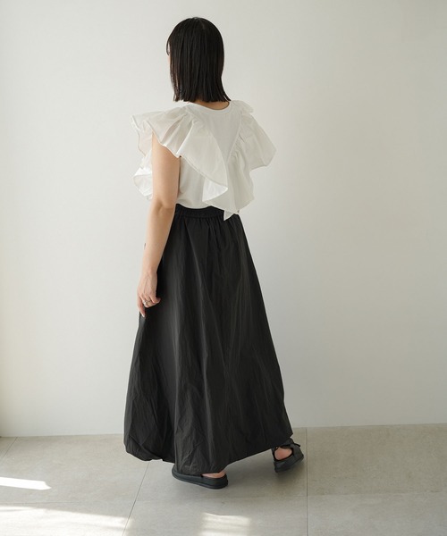 rectangle（レクタングル）の「前後2WAYフリルトップス/Tシャツ（Tシャツ/カットソー・レディース・ブラック/オフホワイト・FREE）」の7枚目の写真