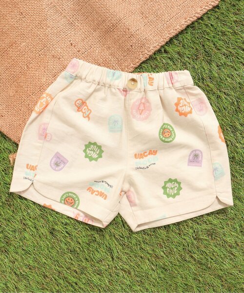 apres les cours（アプレレクール）の「【6色展開】バラエティ 総柄ハーフパンツ_4分丈（その他パンツ・キッズ・キナリ/ベージュ/チェック/アイボリー/レインボー/その他3・130/90/80/110/100/140/120）」の3枚目の写真