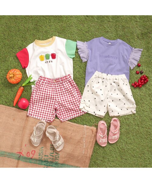 apres les cours（アプレレクール）の「【6色展開】バラエティ 総柄ハーフパンツ_4分丈（その他パンツ・キッズ・キナリ/ベージュ/チェック/アイボリー/レインボー/その他3・130/90/80/110/100/140/120）」の15枚目の写真