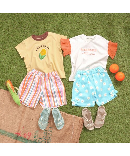 apres les cours（アプレレクール）の「【6色展開】バラエティ 総柄ハーフパンツ_4分丈（その他パンツ・キッズ・キナリ/ベージュ/チェック/アイボリー/レインボー/その他3・130/90/80/110/100/140/120）」の20枚目の写真