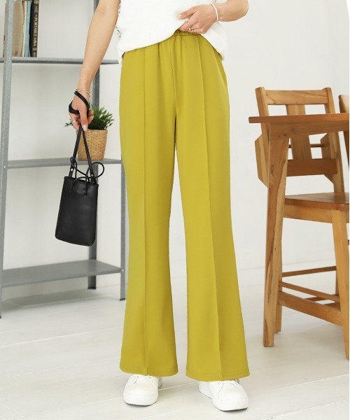 ad thie（アドティエ）の「セミフレアパンツ（その他パンツ・レディース・ベビーピンク/ダークグリーン/スカイブルー/ボルドー/ブルーグリーン/マスタード/ネイビー/ライトグリーン/ピンクベージュ/ブラック/ピンク/イエロー/ラベンダー/ベージュ/モカ・LL/LARGE/SMALL/MEDIUM）」の10枚目の写真