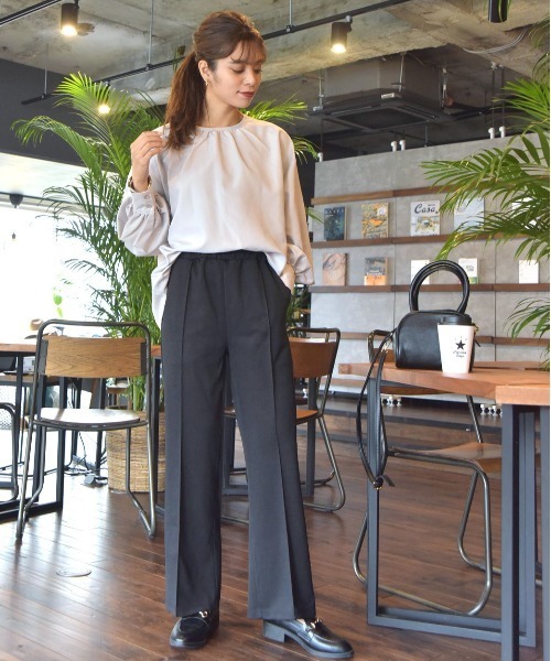 ad thie（アドティエ）の「セミフレアパンツ（その他パンツ・レディース・ベビーピンク/ダークグリーン/スカイブルー/ボルドー/ブルーグリーン/マスタード/ネイビー/ライトグリーン/ピンクベージュ/ブラック/ピンク/イエロー/ラベンダー/ベージュ/モカ・LL/LARGE/SMALL/MEDIUM）」の18枚目の写真