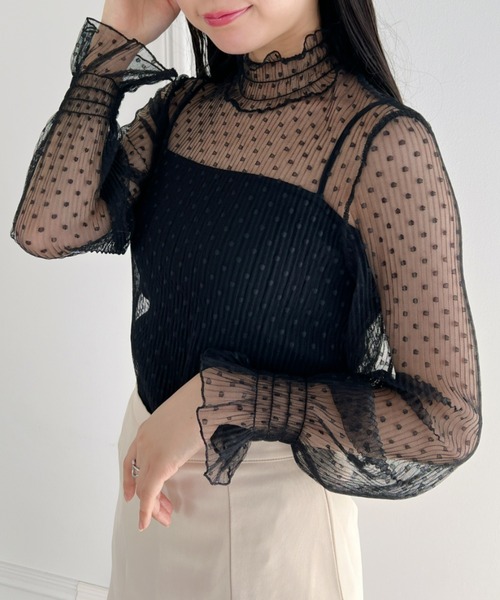 Loueme(ルエム)の「ドットチュールシャーリングブラウス(シャツ/ブラウス・レディース・アイボリー/ブラック/ホワイト・FREE)」の12枚目の写真