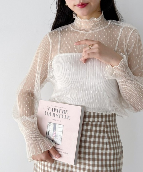 Loueme(ルエム)の「ドットチュールシャーリングブラウス(シャツ/ブラウス・レディース・アイボリー/ブラック/ホワイト・FREE)」の16枚目の写真