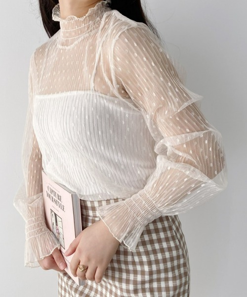 Loueme(ルエム)の「ドットチュールシャーリングブラウス(シャツ/ブラウス・レディース・アイボリー/ブラック/ホワイト・FREE)」の15枚目の写真