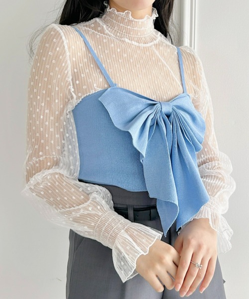 Loueme(ルエム)の「ドットチュールシャーリングブラウス(シャツ/ブラウス・レディース・アイボリー/ブラック/ホワイト・FREE)」の6枚目の写真