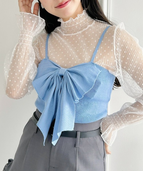 Loueme(ルエム)の「ドットチュールシャーリングブラウス(シャツ/ブラウス・レディース・アイボリー/ブラック/ホワイト・FREE)」の9枚目の写真