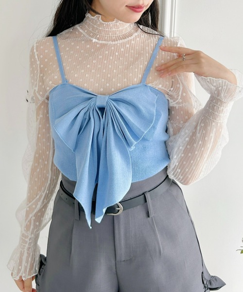 Loueme(ルエム)の「ドットチュールシャーリングブラウス(シャツ/ブラウス・レディース・アイボリー/ブラック/ホワイト・FREE)」の4枚目の写真