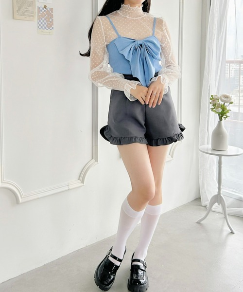 Loueme(ルエム)の「ドットチュールシャーリングブラウス(シャツ/ブラウス・レディース・アイボリー/ブラック/ホワイト・FREE)」の11枚目の写真