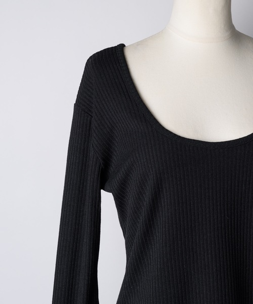 yae（ヤエ）の「2way U neck rib top/2way Uネックリブトップス（Tシャツ/カットソー・レディース・ブラック/グレー/ライトブルー/ベビーピンク/ブルー系その他/ネイビー・FREE）」の21枚目の写真
