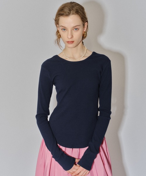 トップス 2WAY NECK RIB KNIT 2way U neck rib top/2way Uネックリブトップス（Tシャツ