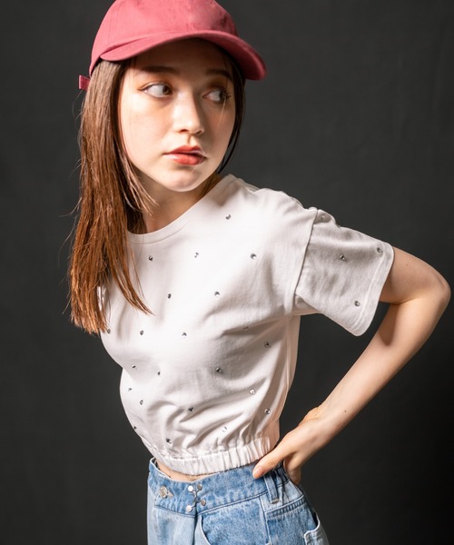 OLIVE des OLIVE（オリーブデオリーブ）の「キラキラTシャツ　1032060010（Tシャツ/カットソー・レディース・ブラック/オフホワイト/ピンク・FREE）」の8枚目の写真