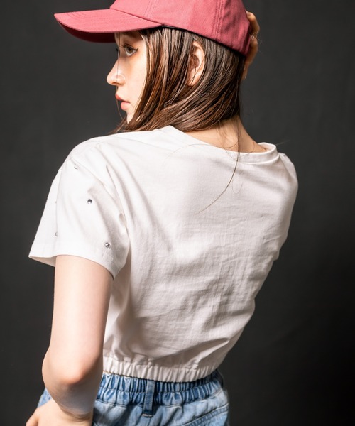 OLIVE des OLIVE（オリーブデオリーブ）の「キラキラTシャツ　1032060010（Tシャツ/カットソー・レディース・ブラック/オフホワイト/ピンク・FREE）」の9枚目の写真