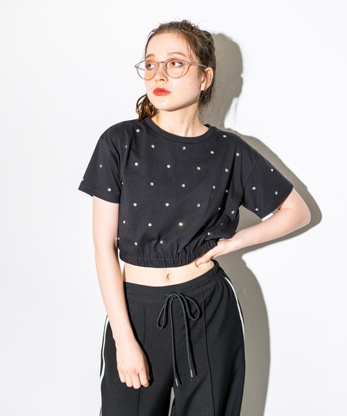 OLIVE des OLIVE（オリーブデオリーブ）の「キラキラTシャツ　1032060010（Tシャツ/カットソー・レディース・ブラック/オフホワイト/ピンク・FREE）」の19枚目の写真