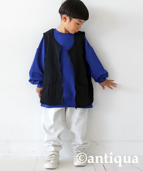 antiqua（アンティカ）の「綿混生地BIG裏毛トップス（スウェット・キッズ・杢グレー/ブラック/レッド/ブルー/グリーン・120/160/140）」の12枚目の写真