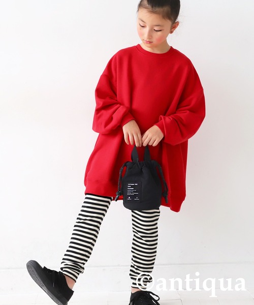 antiqua（アンティカ）の「綿混生地BIG裏毛トップス（スウェット・キッズ・杢グレー/ブラック/レッド/ブルー/グリーン・120/160/140）」の18枚目の写真