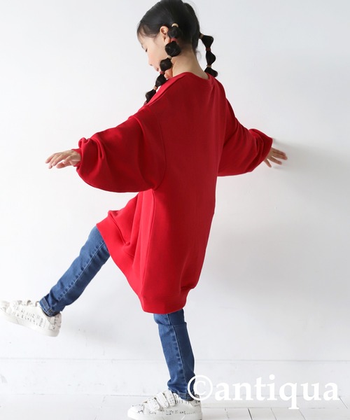 antiqua（アンティカ）の「綿混生地BIG裏毛トップス（スウェット・キッズ・杢グレー/ブラック/レッド/ブルー/グリーン・120/160/140）」の14枚目の写真