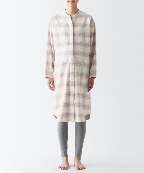 無印良品／XL／脇に縫い目のない／ピンクチェックとブルー2点フランネルパジャマ 無印良品 脇に縫い目のないフランネルパジャマ婦人 ライトブルー
