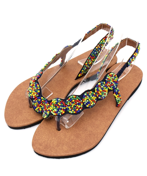 チャイハネ(チャイハネ)の「【チャイハネ】チャチャプビーズサンダル(サンダル・レディース・ブルー/ホワイト・FREE)」の1枚目の写真