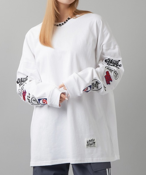 SPINNS（スピンズ）の「袖アソートロゴ刺繍 ロングスリーブTシャツ（Tシャツ/カットソー・レディース・ブラック/イエロー/オートミール/オフホワイト・ONESIZE）」の15枚目の写真