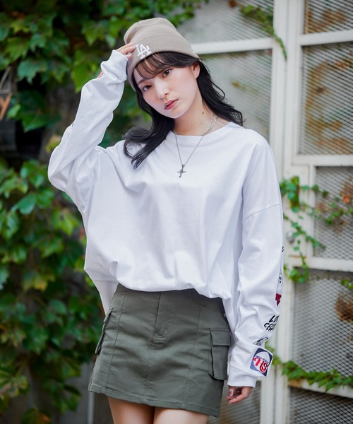 SPINNS（スピンズ）の「袖アソートロゴ刺繍 ロングスリーブTシャツ（Tシャツ/カットソー・レディース・ブラック/イエロー/オートミール/オフホワイト・ONESIZE）」の19枚目の写真