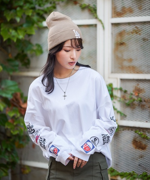 SPINNS（スピンズ）の「袖アソートロゴ刺繍 ロングスリーブTシャツ（Tシャツ/カットソー・レディース・ブラック/イエロー/オートミール/オフホワイト・ONESIZE）」の18枚目の写真