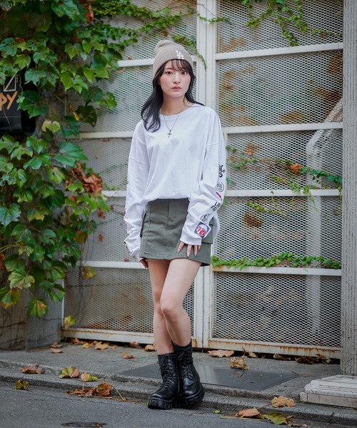 SPINNS（スピンズ）の「袖アソートロゴ刺繍 ロングスリーブTシャツ（Tシャツ/カットソー・レディース・ブラック/イエロー/オートミール/オフホワイト・ONESIZE）」の16枚目の写真