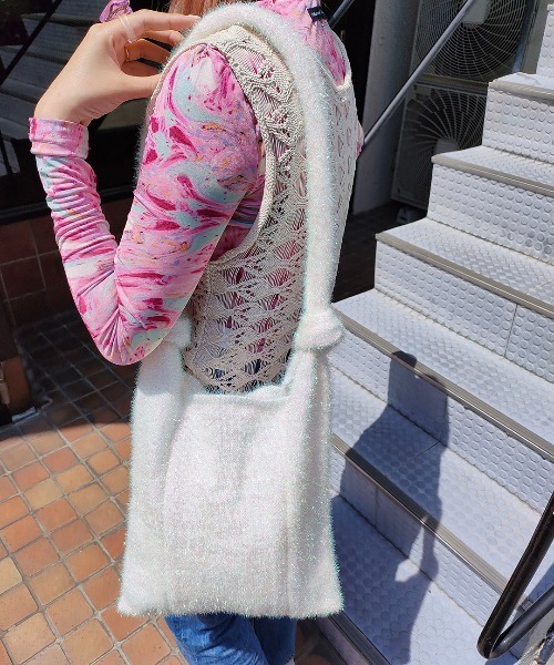 Casselini（キャセリーニ）の「Casselini(キャセリーニ)シャイニーニットトート（トートバッグ・レディース・パープル/ホワイト/シルバー・FREE）」の11枚目の写真