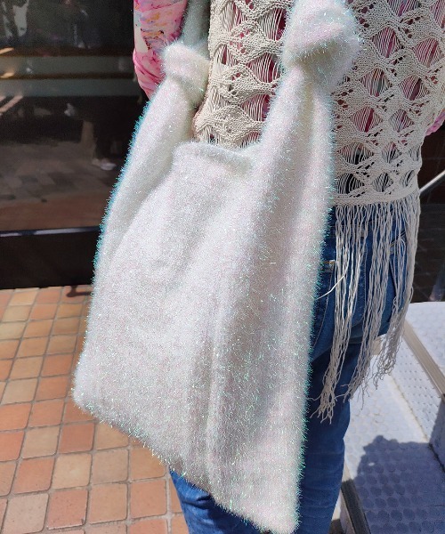 Casselini（キャセリーニ）の「Casselini(キャセリーニ)シャイニーニットトート（トートバッグ・レディース・パープル/ホワイト/シルバー・FREE）」の13枚目の写真