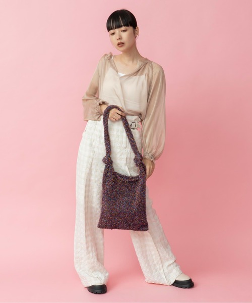 Casselini（キャセリーニ）の「Casselini(キャセリーニ)シャイニーニットトート（トートバッグ・レディース・パープル/ホワイト/シルバー・FREE）」の6枚目の写真