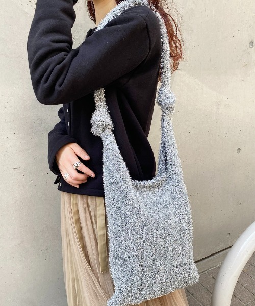 Casselini（キャセリーニ）の「Casselini(キャセリーニ)シャイニーニットトート（トートバッグ・レディース・パープル/ホワイト/シルバー・FREE）」の5枚目の写真