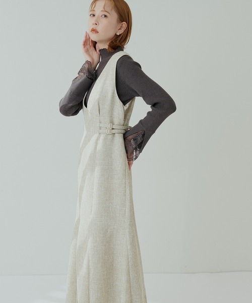 natural couture（ナチュラルクチュール）の「WEB限定 / サイドベルトデザインジャンスカ（ジャンパースカート・レディース・ブラウン/ブラック/グレー/ベージュ・FREE）」の22枚目の写真