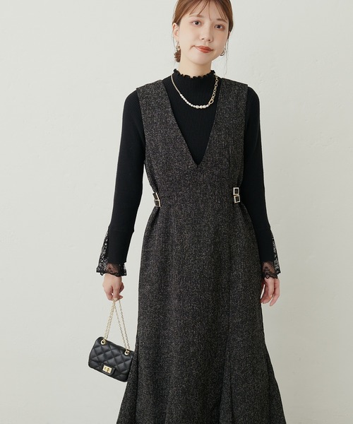 natural couture（ナチュラルクチュール）の「WEB限定 / サイドベルトデザインジャンスカ（ジャンパースカート・レディース・ブラウン/ブラック/グレー/ベージュ・FREE）」の7枚目の写真