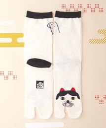 カヤ | 【カヤ】足袋型くつ下23~25cm 福猫 白ぶち(ソックス/靴下)