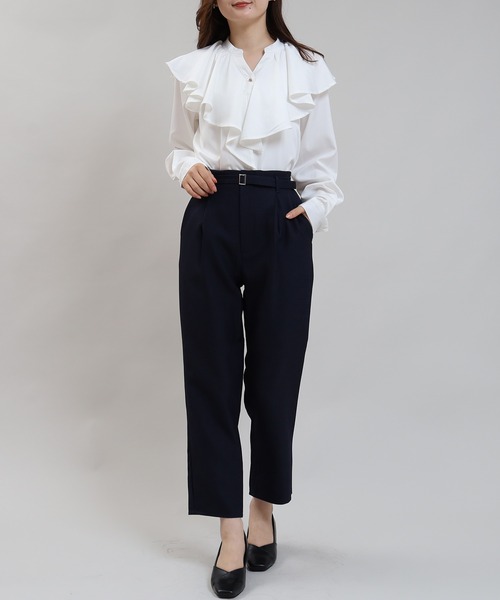 TRUDEA(トルディア)の「ラッフルフリルブラウス(シャツ/ブラウス・レディース・ブラック/ブラウン/ブルーグリーン/ホワイト・MEDIUM)」の7枚目の写真