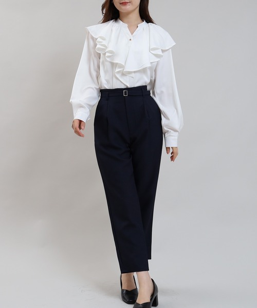 TRUDEA(トルディア)の「ラッフルフリルブラウス(シャツ/ブラウス・レディース・ブラック/ブラウン/ブルーグリーン/ホワイト・MEDIUM)」の9枚目の写真