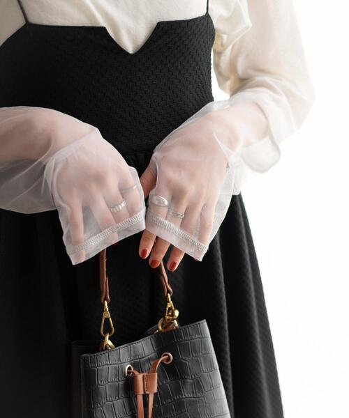 WEGO（ウィゴー）の「WEGO/袖切り替えシアーロンT（Tシャツ/カットソー・レディース・ホワイト/サックスブルー・FREE）」の5枚目の写真