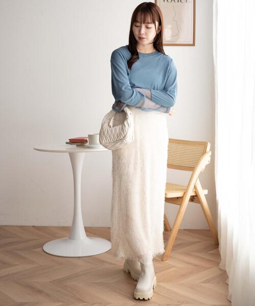 WEGO（ウィゴー）の「WEGO/袖切り替えシアーロンT（Tシャツ/カットソー・レディース・ホワイト/サックスブルー・FREE）」の13枚目の写真