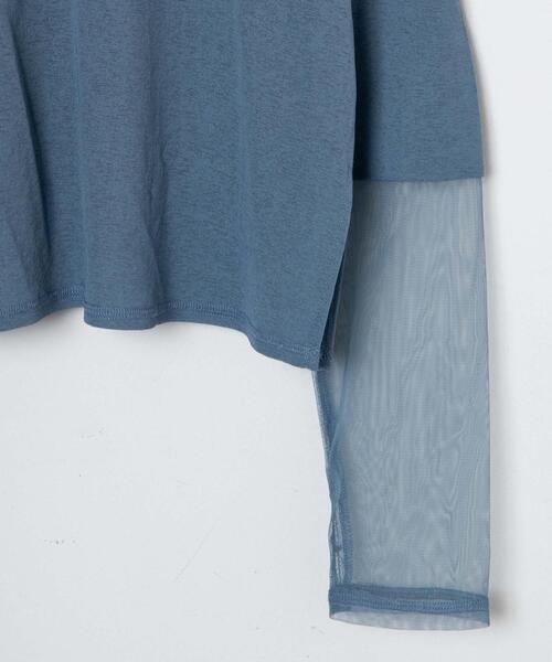 WEGO（ウィゴー）の「WEGO/袖切り替えシアーロンT（Tシャツ/カットソー・レディース・ホワイト/サックスブルー・FREE）」の17枚目の写真